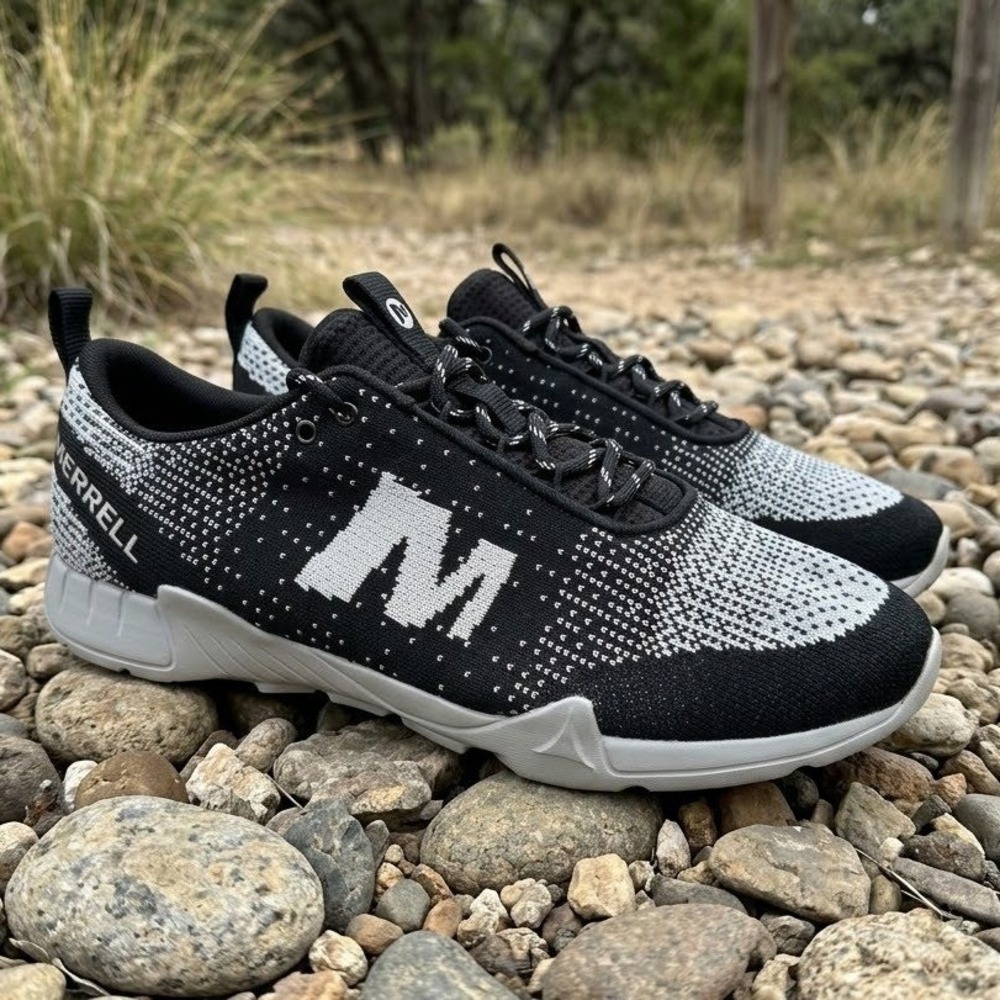 Merrell Bare Access Flex Knit Mens 9.5 Black White Trail Running Shoes J93853
